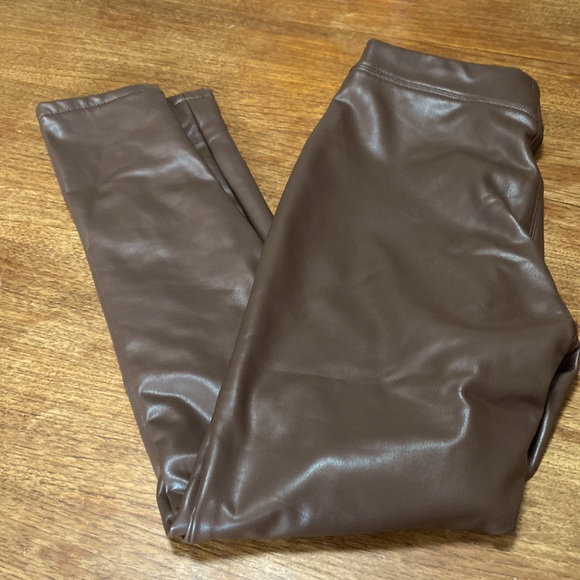 Faux leather legging Ci Sono women’s medium brown high waisted - Picture 4 of 6